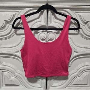 Women's Scoop Neck Crop Tank Top - Hot Pink